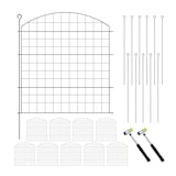 thumbnail of Relaxdays Teichzaun, 10 Zaunelemente, HB je 78x75 cm, Garten, Begrenzungszaun Oberbogen, zum Stecken, Metall, dunkelgrün