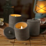 thumbnail of LED Kerzen im Topf mit Deckel Betonoptik Echtwachs H: 10cm grau 3er Set