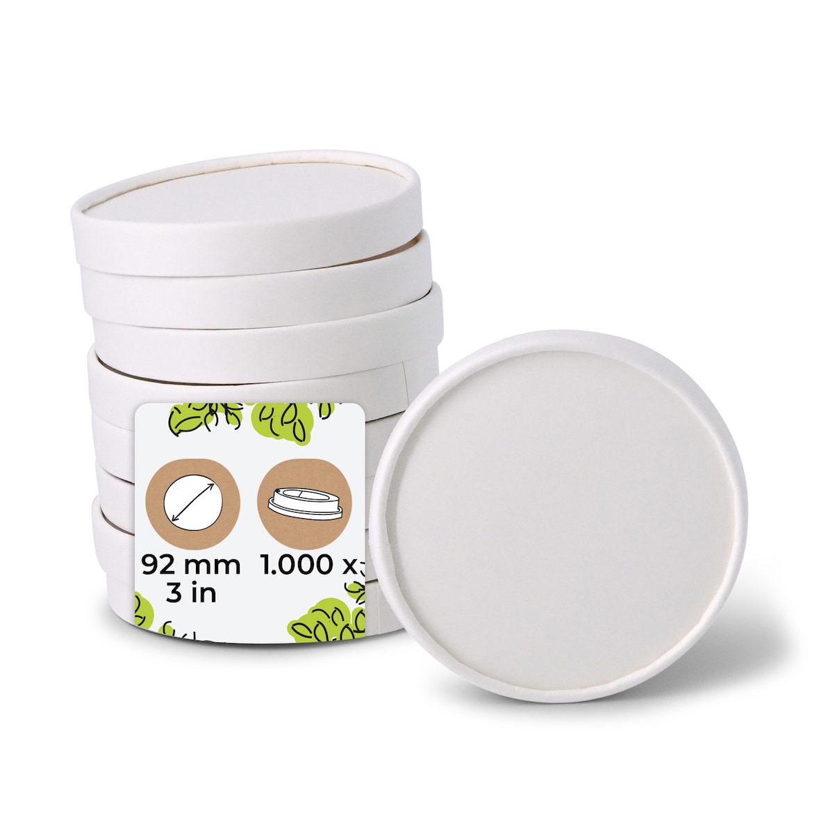 BIOZOYG Pappdeckel Eisbecher 1000 Stück Ø 92 mm Weiß  Deckel für Eisbecher Beschichtet Einweg  Kartondeckel Einwegdeckel Pappbecher to go Takeaway