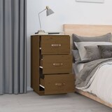 thumbnail of Mesita de noche madera maciza de pino marrón miel 40x40x75 cm