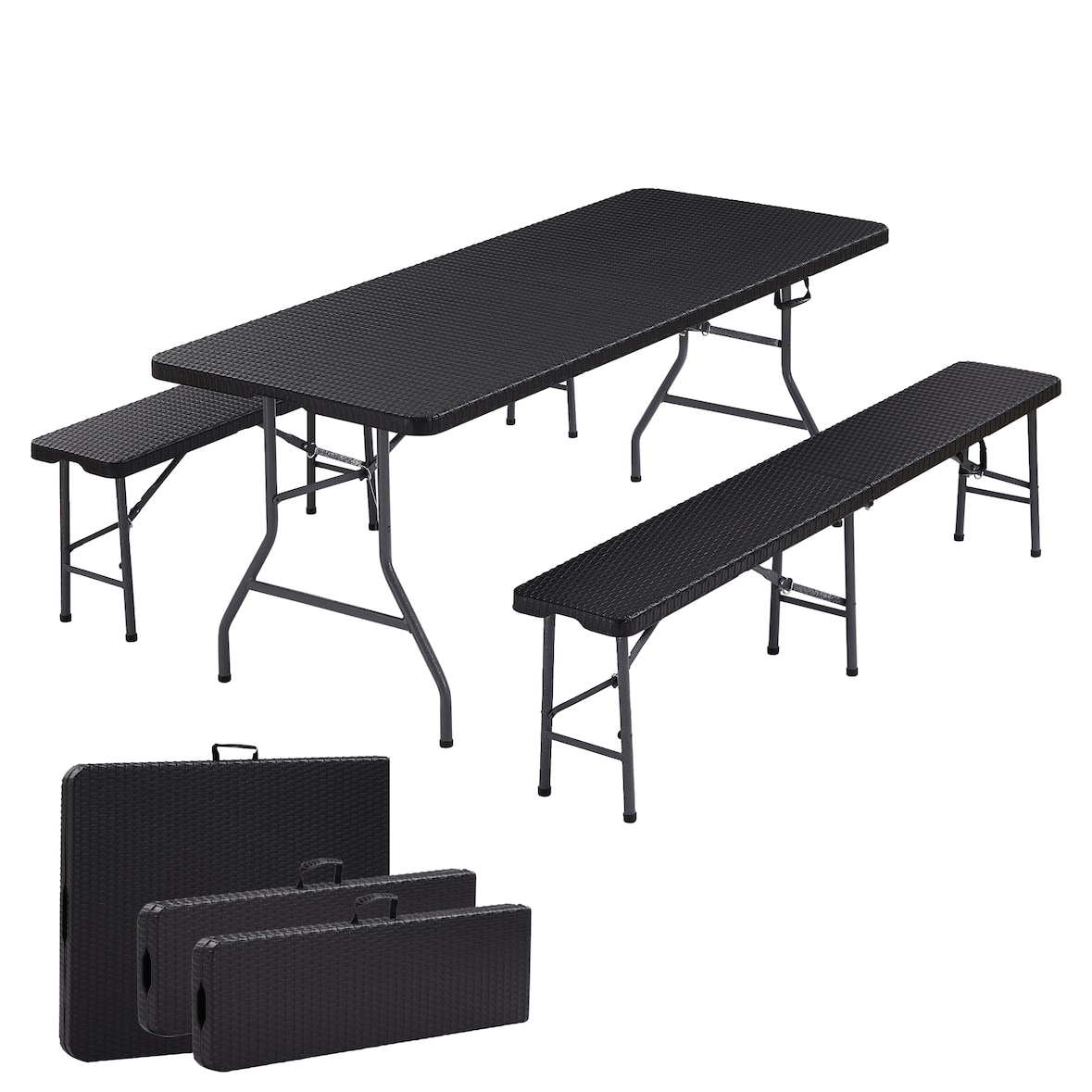 Set Tenda Della Birra Tavolo Pieghevole 180 cm + 2 x Panche Pieghevoli