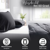 thumbnail of Satin Bettwäsche 135x200 cm 100% Baumwolle Schwarz Luxus Set Uni Wendeseite Anthrazit Kissenbezug 80x80 cm Reißverschluss