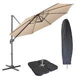 thumbnail of SVITA SVITA zweefparasol 3m met beschermhoes Parasolstandaard opvulbare 4-delige kantelparasol Zwenkparasol Licht taupe