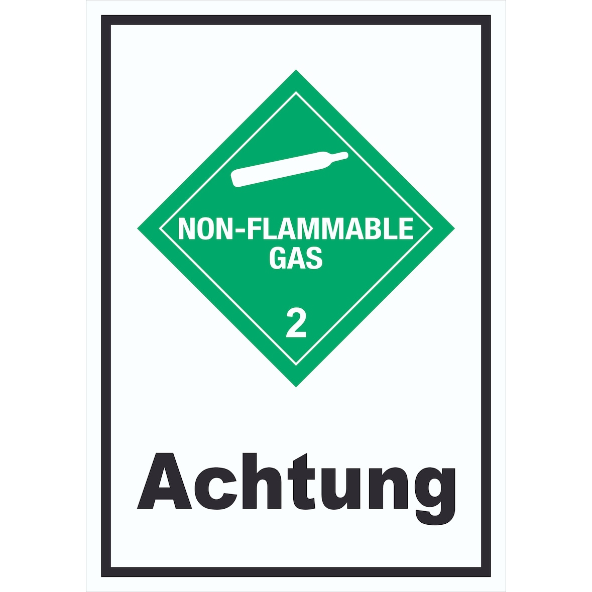 Schild nicht entzündliches Gas Achtung non-flammable hochkant A3 (297x420mm)