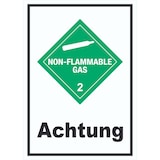 thumbnail of Schild nicht entzündliches Gas Achtung non-flammable hochkant A3 (297x420mm)