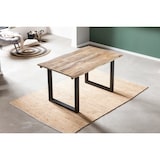 thumbnail of SAM® Esstisch Baumkante Mango natur 140 (220) x 90 cm Ansteckplatten schwarz NOAR