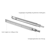 thumbnail of Teleskopauszug Vollauszug 100kg belastbar 1 Paar Schubladenauszüge Stahl 650mm