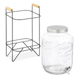 thumbnail of Relaxdays Getränkespender mit Ständer, Limobehälter 8 l, Zapfhahn und Deckel, Wasserspender, Glas, transparent/schwarz