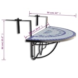 thumbnail of Mesa de balcón colgante mosaico azul y blanco