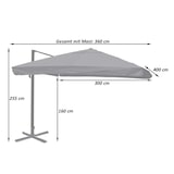 thumbnail of Gastronomie-Ampelschirm HWC-A96, Sonnenschirm, 3x4m (Ø5m) Polyester/Alu 26kg ~ Flap, anthrazit ohne Ständer