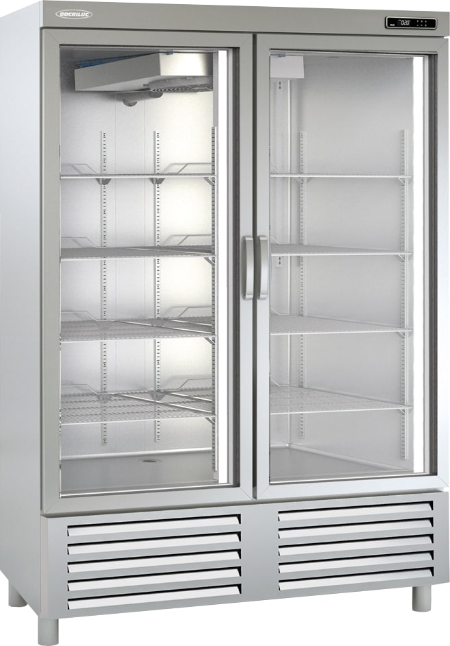 KBS Edelstahlkühlschrank mit Glastüren KU 1300 , 1370 x 730 x 2160 (BxTxH)