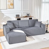thumbnail of Ecksofa L Form Cord Grau 235x128x60 cm mit Chaiselongue modular vakuumverpackt inkl 2 Kissen hoher Sitzkomfort für Wohnzimmer