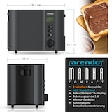 thumbnail of Arendo 2-Scheiben Toaster mit 6 Bräunungsstufen, LCD-Display mit Restzeitanzeige, 800 Watt, Auftaufunktion, Brötchenaufsatz, Schwarz