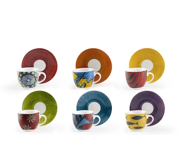 Juego de 6 tazas de café y platillos Excelsa, porcelana Afrika, 6x5 cm
