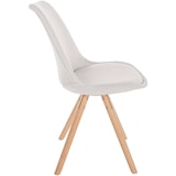 thumbnail of Lot de 4 chaises de salle à manger Sofia en tissu Pieds en bois Crème/Nature (rond)