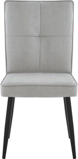 thumbnail of Esszimmerstühle 2er-Set Chenille hellgrau mit Metallbeinen, gepolstert