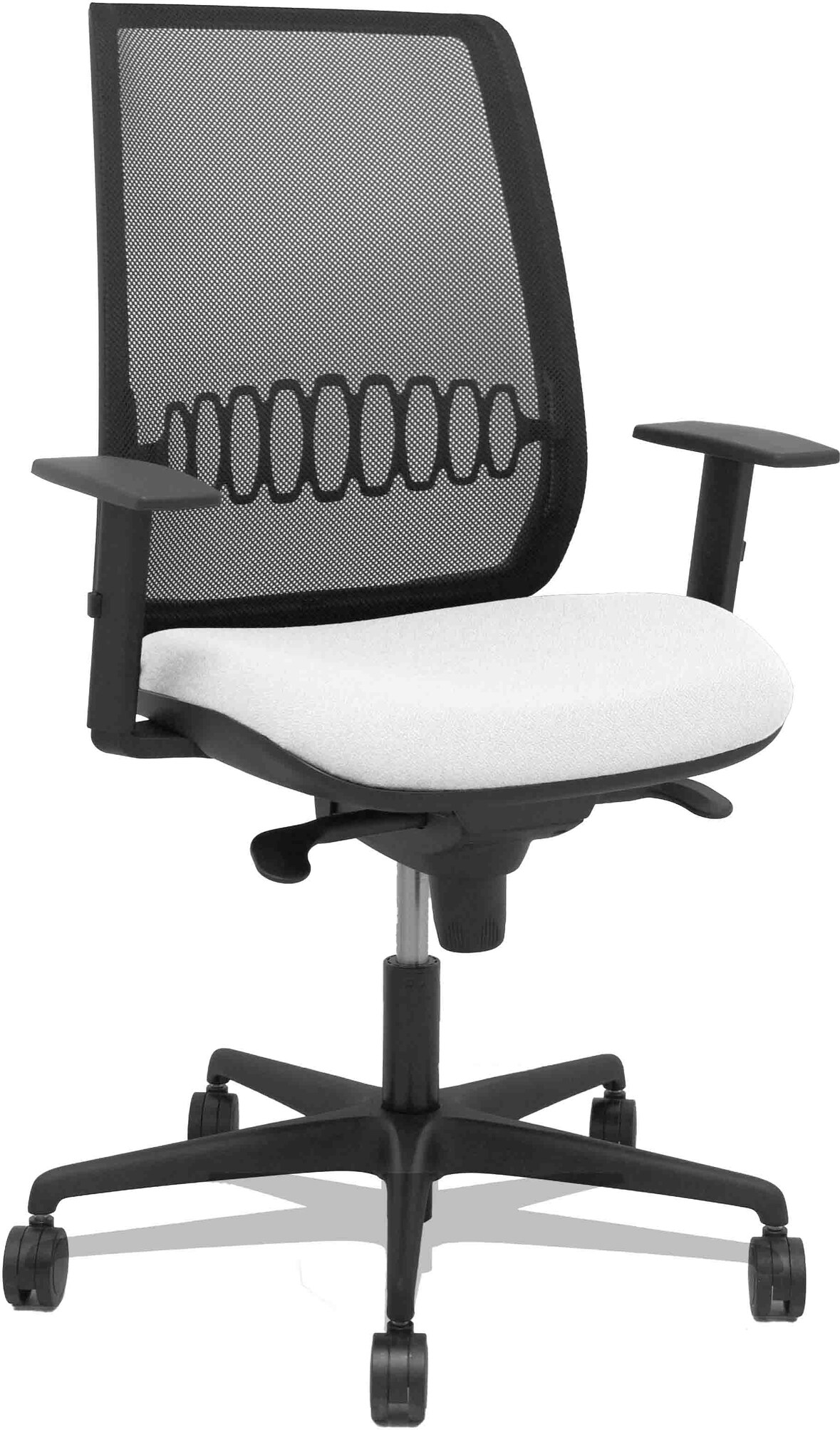 Silla Alares sincro malla negra bali blanco brazo regulable