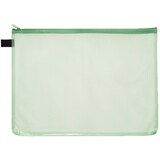 thumbnail of Kleinkrambeutel A4 transparent grün mit farbigem Reißverschluss