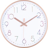 thumbnail of IvoQ Moderne Wanduhr - Leises Uhrwerk - Roségold & farbige 3D-Ziffern - Analog - Nicht tickend - 30 cm