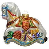 thumbnail of Elegantes Schaukelpferd 15cm mit Geschenken, Glasornament
