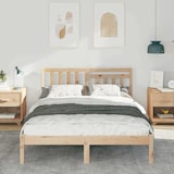 thumbnail of vidaXL Bettrahmen mit Kopfteil Braun 140 x 190 cm Massives Kiefernholz