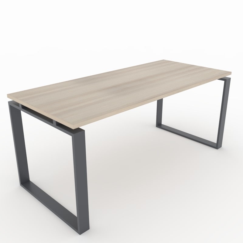 Oficit. Mesa de oficina y hogar. Estructura Marco Cerrado gris grafito, con tablero haya. Fabricado en España. Medidas: 160x80cm (largo x ancho)