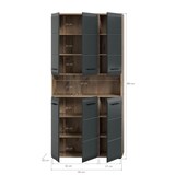 thumbnail of Ice Badschrank 6 Türen, 1 Regal Schwarz matt, Eiche Dekor.