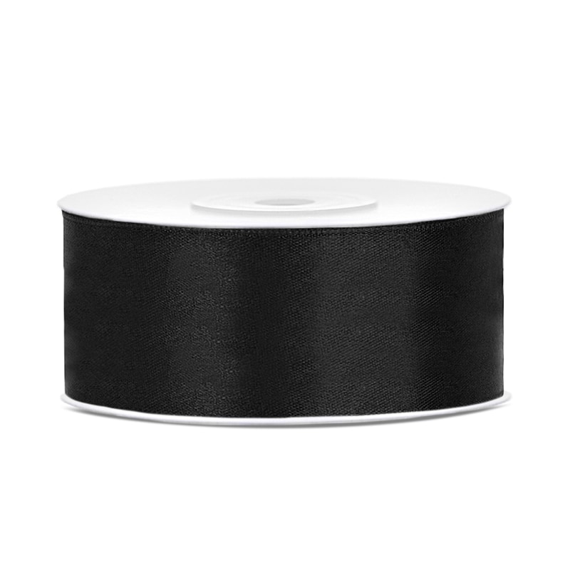Satin Geschenkband schwarz 25m 25mm breit