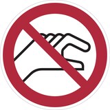 thumbnail of Verbotsschild, Hineinfassen verboten - praxisbewährt - 100 mm Folie selbstklebend