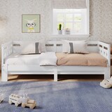 thumbnail of Herzförmiges Tagesbett Kiefer Massivholz 180x200 ausziehbar mit 2 Schlafplätzen, multifunktional als Sofa und Bett, Weiß