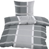 thumbnail of Biber Winter Bettwäsche 135 x 200 + 80x80 cm, 100% Baumwolle, grautöne, kariert
