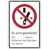 thumbnail of Verbotsschild, Kombischild, Nicht schalten / Es wird gearbeitet - ASR A1.3 (DIN EN ISO 7010) - 150x200x0.6 mm Magnetfolie