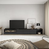 thumbnail of TV-Meubel, Lowboard, Woonkamer, Eetkamer, 310x50x37 cm, Voor tv's tot 80", Elektrische haard, Moderne stijl, Zwart/Eiken