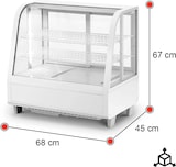 thumbnail of Romux® Kühlvitrine Weiß 2 Fachböden mit 2 Schiebetüren 100 Liter Zwangslufkühlung | Tischkühlvitrine Gebogenes Glas