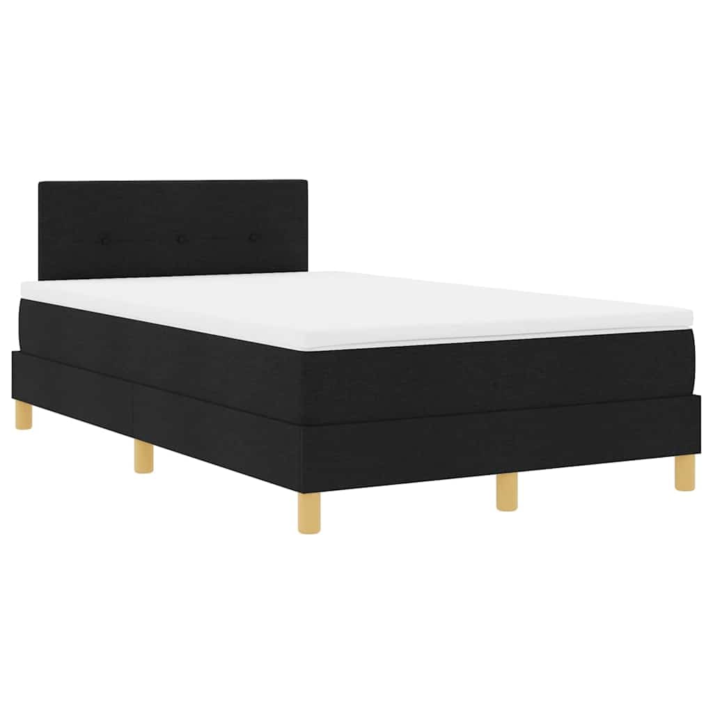 vidaXL LED Boxspringbett mit Kopfteil Schwarz 120 x 200 cm Stoff