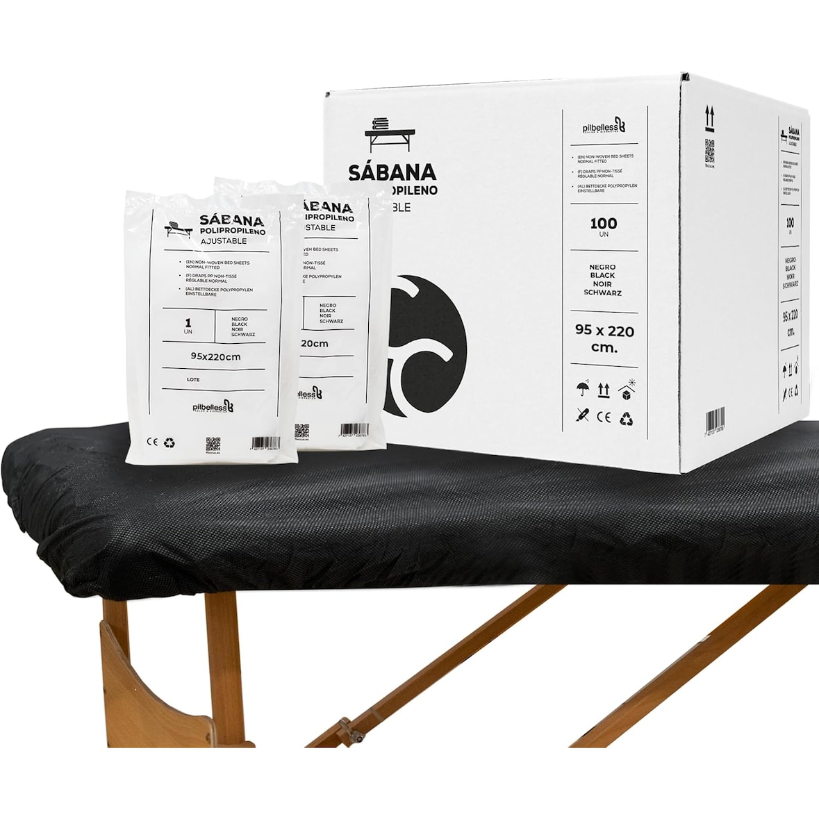 100 Sábanas Desechables Camilla 95x220 negro cm | Sábana Ajustable Desechable Camilla Masaje