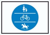 thumbnail of Schild Geh-, Rad- und Reitweg Symbol A0 Rückseite selbstklebend