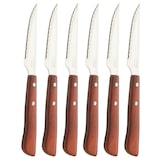 thumbnail of Cuchillos de Mesa con Mango de Madera – Set 6 Cuchillos para Carne con Filo Dentado – Estilo Palmadera tradicional – Aptos para Uso Diario