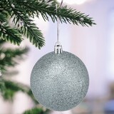 thumbnail of Relaxdays Weihnachtskugeln 110er Set, Kunststoff, Weihnachtsbaumdeko mit Kugeln & Lametta, Christbaumschmuck, silber