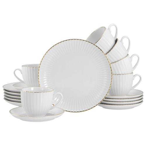 CreaTable Allegra Goldband Kaffeeservice 18-tlg Steinzeug