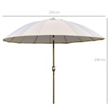 thumbnail of Chapéu de Sol de Jardim Ø2,5x2,4 m com Manivela Manual Mastro Flexível Impermeável e 18 Varas para Exterior Creme