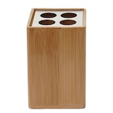 thumbnail of 4-teiliges Badset HWC-B85, Badezimmerset Badaccessoires Seifenspender Zahnbürstenhalter, Bambus