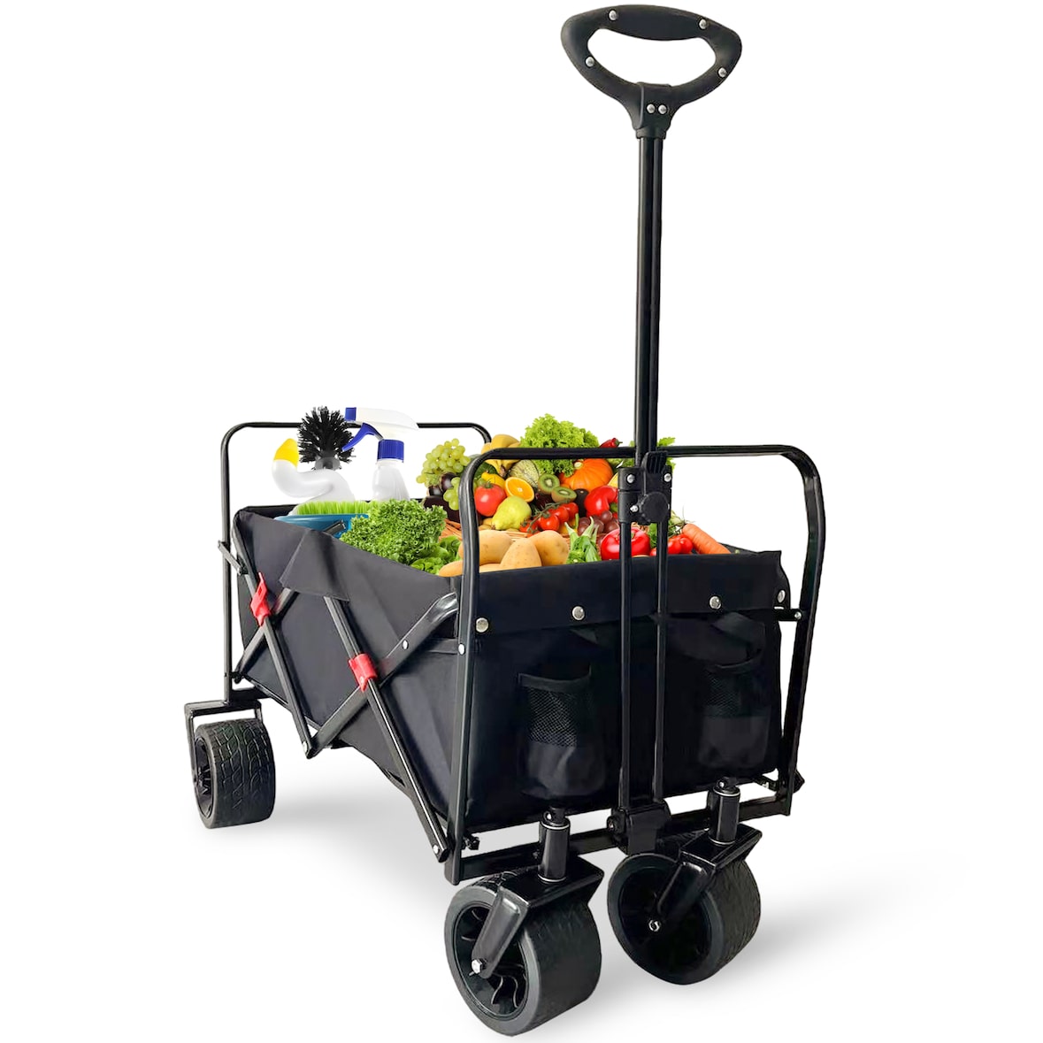 IvoQ Premium Bolderkar Opvouwbaar - Extra Degelijk & Hoge Kwaliteit - 120KG Draagkracht - Brede Wielen - Zwart