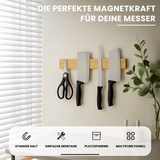 thumbnail of CHEFGASTRO Magnetleiste magnetische Messerleiste Messerhalter aus Bambus | HxBxT 6,2x40x2,1cm | Inkl. 3 silberne Haken | zum Kleben oder Schrauben