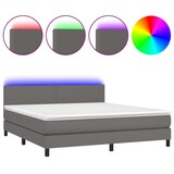 thumbnail of vidaXL Boxspringbett mit Matratze & LED Grau 160x200 cm Kunstleder