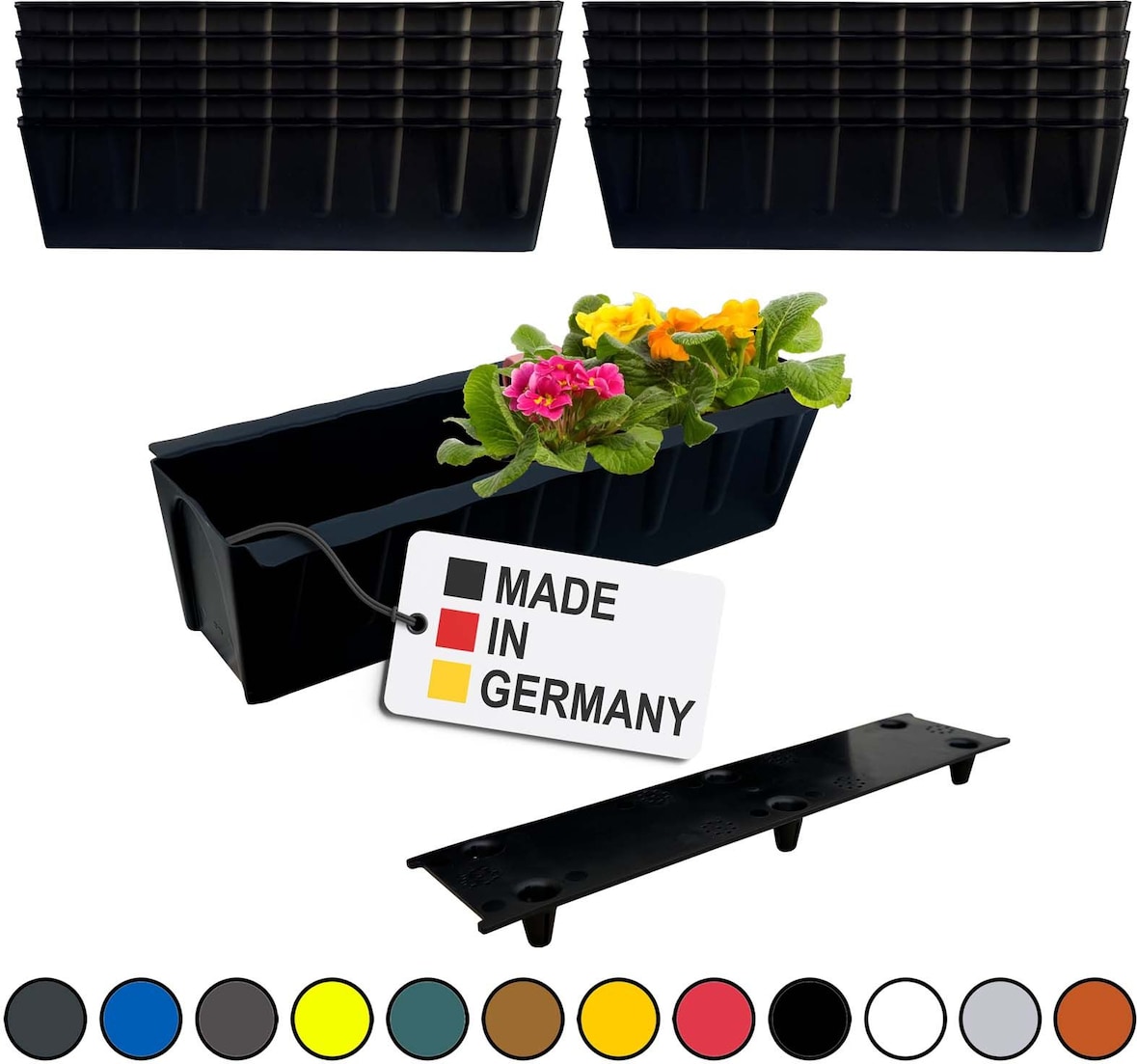 Blumenkasten Pflanzkasten 10er-Set Schwarz Einsatz für Europaletten Balkonkasten