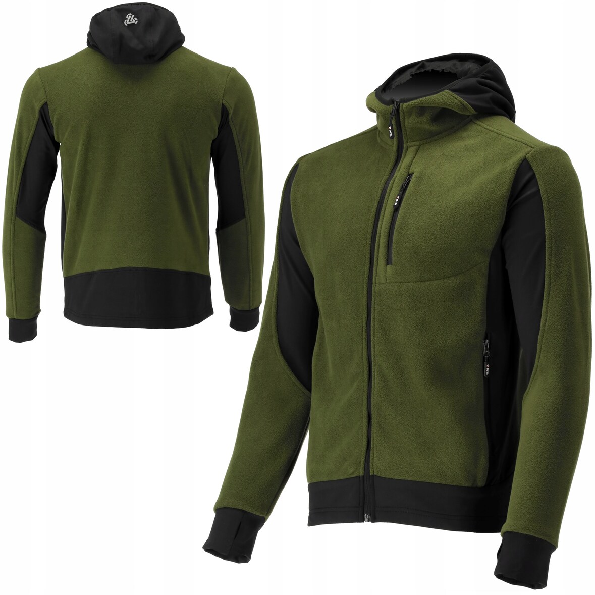 Fleece Kapuzenpulli, Hoodie mit Reißverschluss SARNA grün/schwarz Gr. XXL