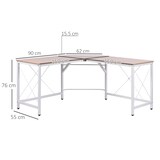 thumbnail of Eckschreibtisch L Form 150x150x76 cm Natur pulverbeschichtetes Stahlgestell melaminierte MDF Platte wasserabweisend mit verstellbaren Füßen