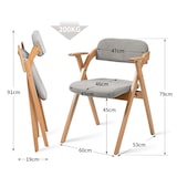 thumbnail of Klappstuhl Set 2 Grau 79x60x53 cm mit Armlehnen gepolstert stapelbar aus Buchen Massivholz rutschfeste Füße abnehmbarer Bezug