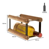 thumbnail of Modulares Weinregal VINOTECA MOD METAL | HxBxT 12,5x12,5x24,5cm | 1x1 Flasche | Massives Kiefernholz | Braun geölt